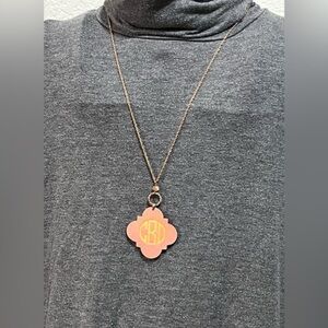 🟢 Initial Outfitters Monogrammed Wood Necklace with Rose Gold Toned Chain